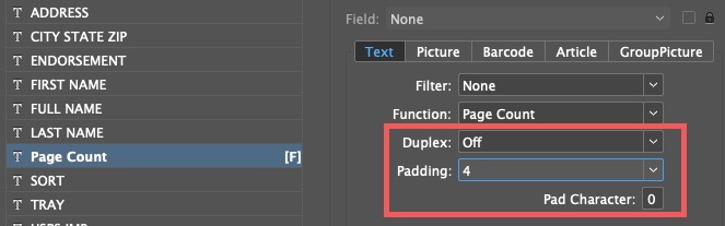Padding and Duplex Options